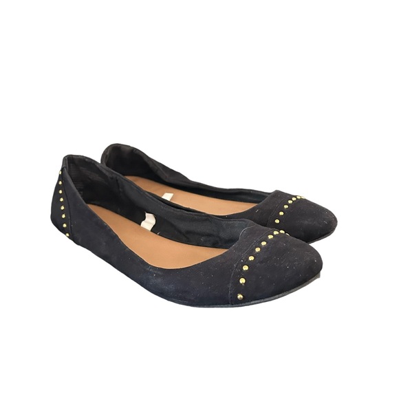 Merona Women’s Black Textile Slip On Studded Ballet Flats Size 9.5 - Picture 2 of 12